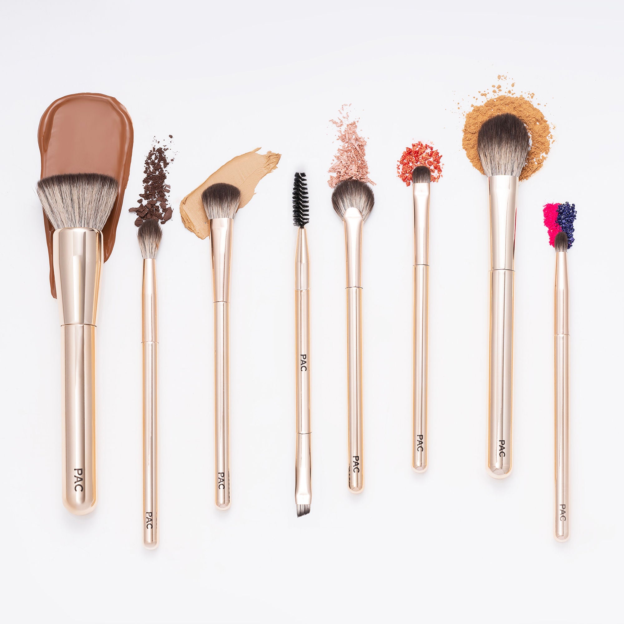 PAC Studio Everyday Glam Brush Kit - Ultra Luxe Handles, All in One Set for Versatile Looks, Elegant Pouch