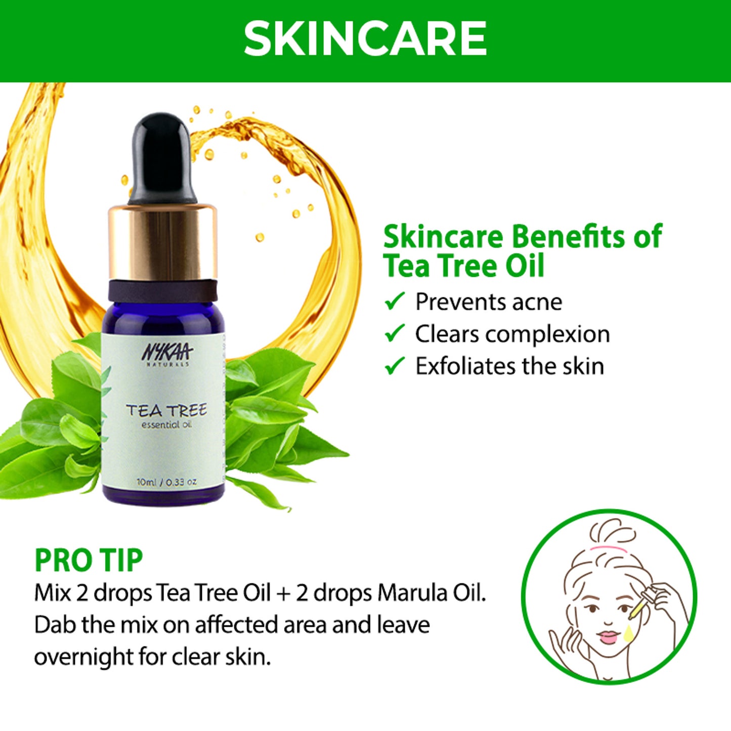 Nykaa Naturals Tea Tree Essential Oil For Acne & Hair Fall Control Solution - 100% Natural - Distacart