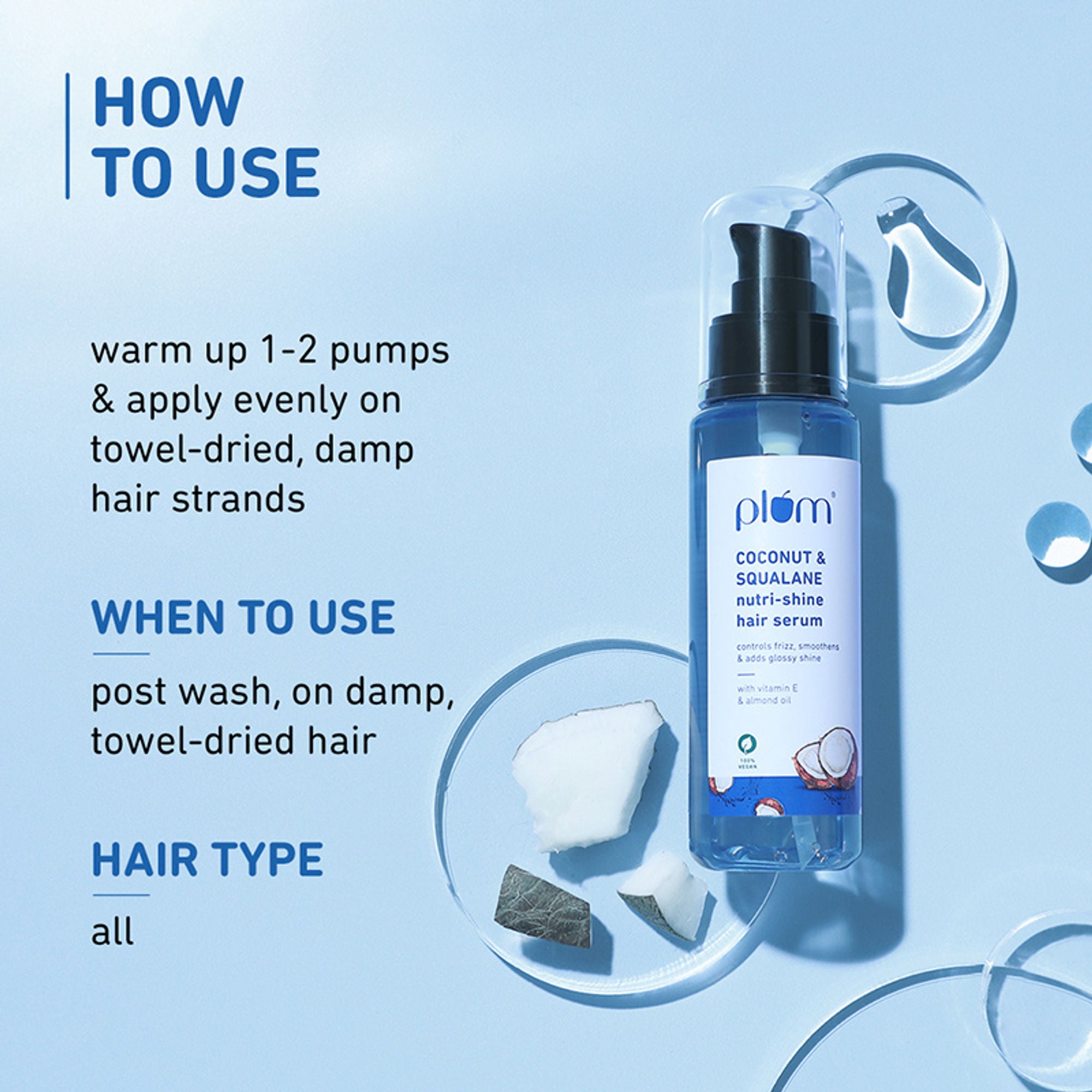 Plum Coconut & Squalane Nutri-Shine Hair Serum For Smooth- Shiny Hair - Distacart