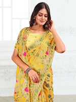 Thumbnail for Astita Linen Cotton Yellow Saree