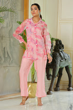Thumbnail for Vaasva Women Marble Print Embroidered Shirt With Solid Pants. - Distacart