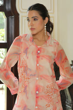 Thumbnail for Vaasva Women Marble Print Embroidered Shirt With Solid Pants. - Distacart