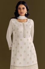 Thumbnail for Anaita White Heavy Chinon Suit With Embroidery Bits Work - Distacart