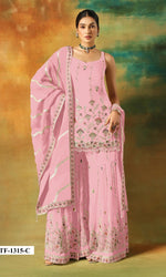 Thumbnail for Anaita Baby Pink Heavy Fox Georgette Suit With Embroidery Work - Distacart