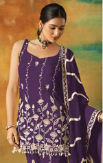 Thumbnail for Anaita Violet Heavy Fox Georgette Suit With Embroidery Work - Distacart