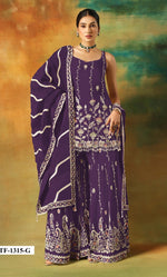 Thumbnail for Anaita Violet Heavy Fox Georgette Suit With Embroidery Work - Distacart