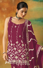 Thumbnail for Anaita Maroon Heavy Fox Georgette Suit With Embroidery Work - Distacart
