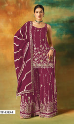 Thumbnail for Anaita Maroon Heavy Fox Georgette Suit With Embroidery Work - Distacart