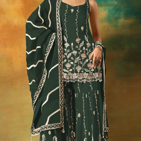 Anaita Dark Green Heavy Fox Georgette Suit With Embroidery Work - Distacart