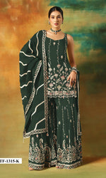 Thumbnail for Anaita Dark Green Heavy Fox Georgette Suit With Embroidery Work - Distacart
