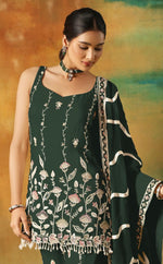 Thumbnail for Anaita Dark Green Heavy Fox Georgette Suit With Embroidery Work - Distacart