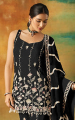 Thumbnail for Anaita Black Heavy Fox Georgette Suit With Embroidery Work - Distacart
