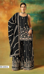 Thumbnail for Anaita Black Heavy Fox Georgette Suit With Embroidery Work - Distacart