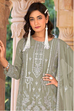 Thumbnail for Anaita Sea Green Nylon Organza Suit With Embroidery & Mirror Work - Distacart