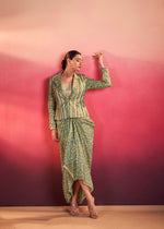 Thumbnail for Lorenvalley Fashion Multicolor Tasar Silk Printed Blouse Chic Layer and Stylish Bottom Co-ord Set - Distacart