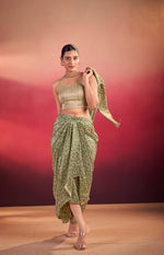 Thumbnail for Lorenvalley Fashion Multicolor Tasar Silk Printed Blouse Chic Layer and Stylish Bottom Co-ord Set - Distacart