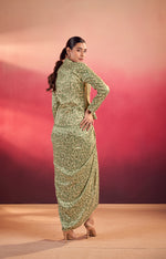 Thumbnail for Lorenvalley Fashion Multicolor Tasar Silk Printed Blouse Chic Layer and Stylish Bottom Co-ord Set - Distacart