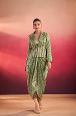 Thumbnail for Lorenvalley Fashion Multicolor Tasar Silk Printed Blouse Chic Layer and Stylish Bottom Co-ord Set - Distacart