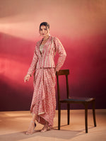 Thumbnail for Lorenvalley Fashion Multicolor Tasar Silk Printed Blouse Chic Layer and Stylish Bottom Co-ord Set - Distacart
