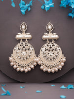 Thumbnail for Tehzeeb Creations Brass Gold-Polished Silver, Gold, White Jewel Earrings - Distacart