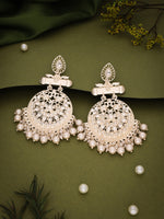 Thumbnail for Tehzeeb Creations Brass Gold-Polished Silver, Gold, White Jewel Earrings - Distacart