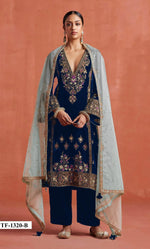 Thumbnail for Anaita Navy Heavy Velvet Suit With Embroidery Work - Distacart