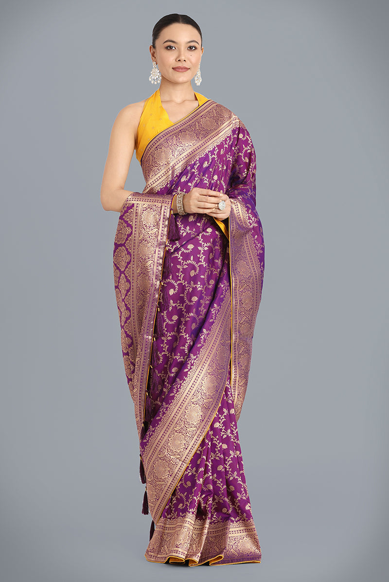 Monjolika Fashion Purple Color Banarasi Silk Wedding Collection Saree - Distacart