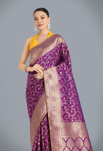 Thumbnail for Monjolika Fashion Purple Color Banarasi Silk Wedding Collection Saree - Distacart