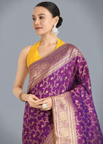 Thumbnail for Monjolika Fashion Purple Color Banarasi Silk Wedding Collection Saree - Distacart