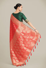Thumbnail for Monjolika Fashion Red Color Banarasi Silk Wedding Collection Saree - Distacart