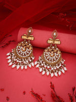 Thumbnail for Tehzeeb Creations Modern White Opal And Silver Chandelier Drop Earrings For Woman - Distacart