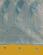 Thumbnail for Monjolika Fashion Dusty Cyan Weaving Banarasi Satin Silk Trendy Saree For Festival