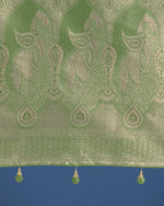 Thumbnail for Monjolika Fashion Dusty Green Weaving Banarasi Satin Silk Trendy Saree For Festival