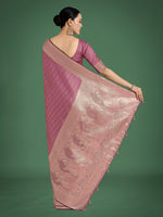 Thumbnail for Monjolika Fashion Dusty Rose Pink Weaving Banarasi Satin Silk Trendy Saree For Festival