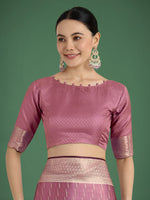 Thumbnail for Monjolika Fashion Dusty Rose Pink Weaving Banarasi Satin Silk Trendy Saree For Festival
