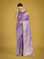 Thumbnail for Monjolika Fashion Dusty Lavender Weaving Banarasi Satin Silk Trendy Saree For Festival