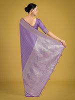 Thumbnail for Monjolika Fashion Dusty Lavender Weaving Banarasi Satin Silk Trendy Saree For Festival