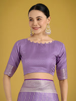 Thumbnail for Monjolika Fashion Dusty Lavender Weaving Banarasi Satin Silk Trendy Saree For Festival