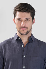 Thumbnail for Xkind Dark Grey Crush Wrinkled Regular Fit Shirt