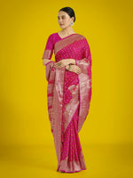 Thumbnail for Monjolika Fashion Gorgeous Rani Pink Woven Banarasi Satin Designer Silk Saree