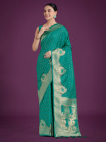 Thumbnail for Monjolika Fashion Gorgeous Turquoise Woven Banarasi Satin Designer Silk Saree