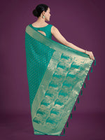 Thumbnail for Monjolika Fashion Gorgeous Turquoise Woven Banarasi Satin Designer Silk Saree