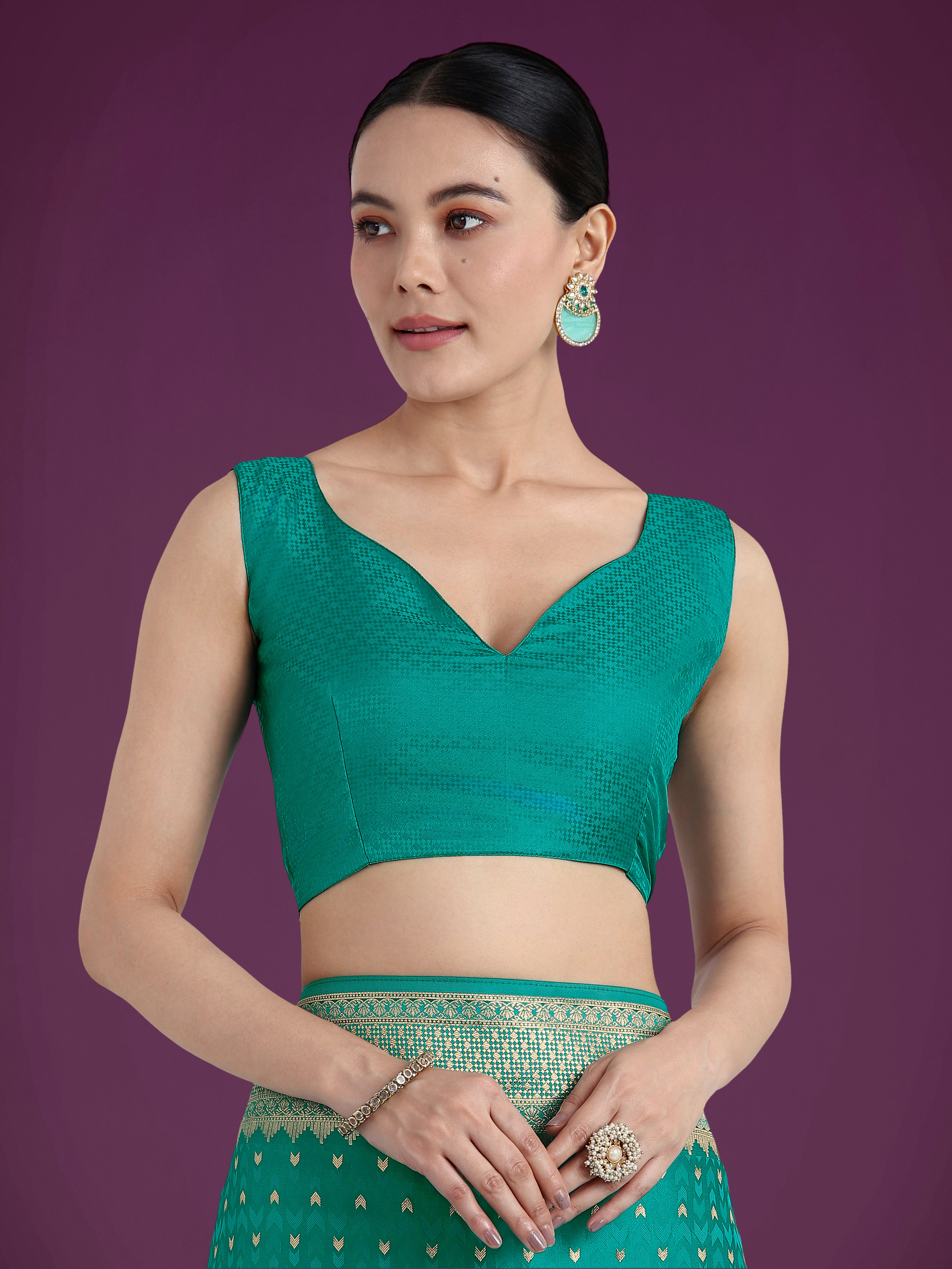 Monjolika Fashion Gorgeous Turquoise Woven Banarasi Satin Designer Silk Saree