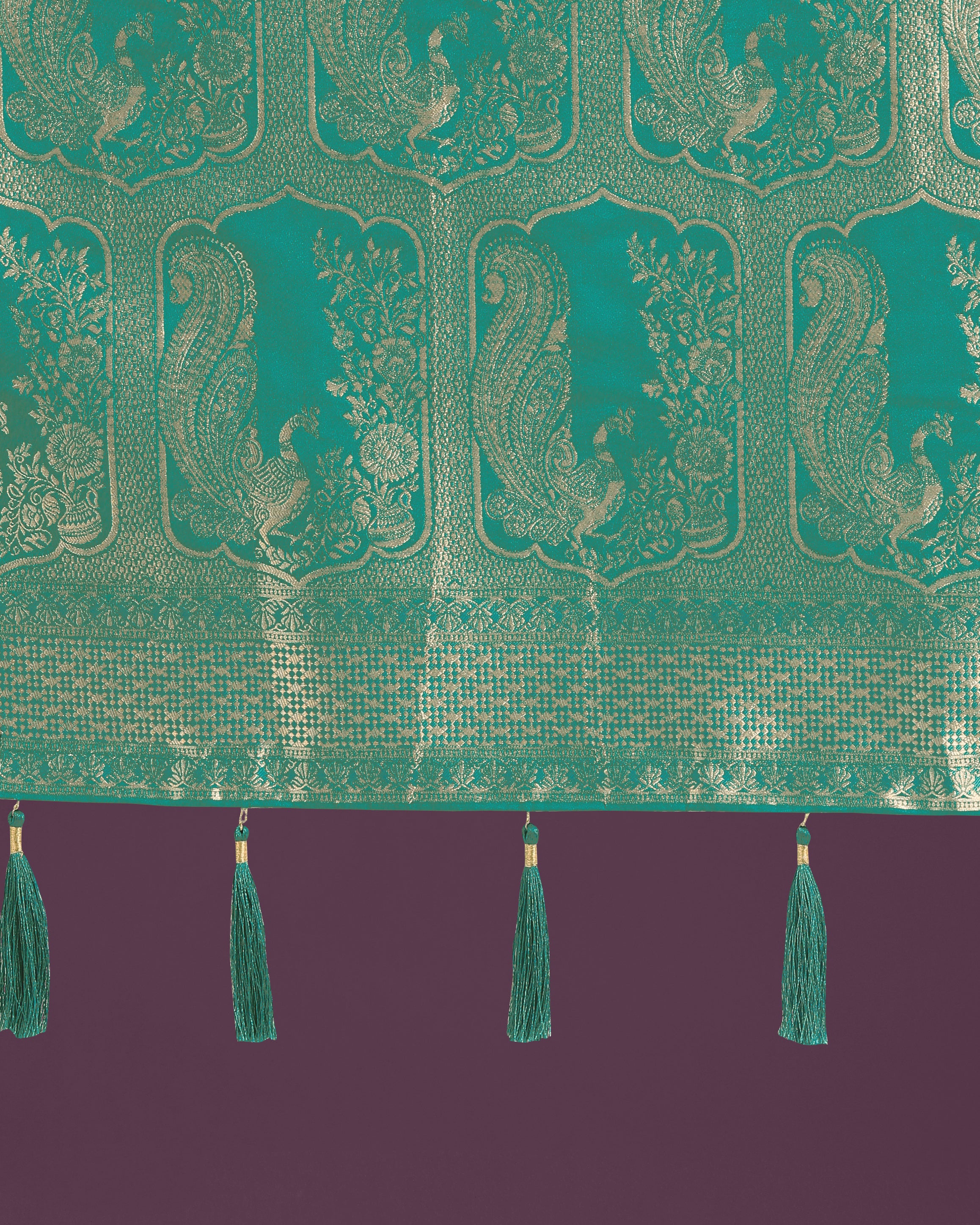 Monjolika Fashion Gorgeous Turquoise Woven Banarasi Satin Designer Silk Saree