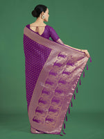 Thumbnail for Monjolika Fashion Gorgeous Purple Woven Banarasi Satin Designer Silk Saree