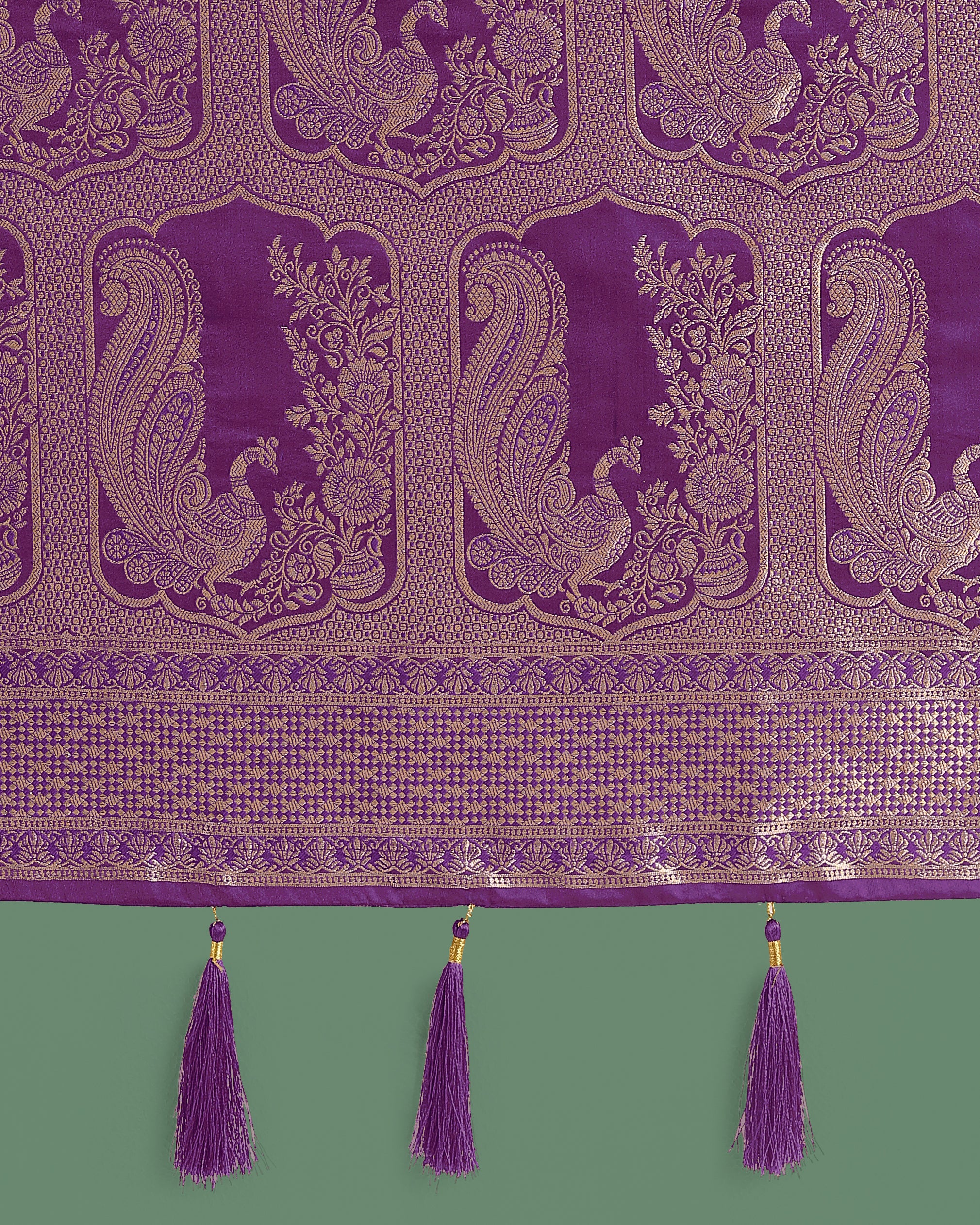 Monjolika Fashion Gorgeous Purple Woven Banarasi Satin Designer Silk Saree
