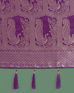 Thumbnail for Monjolika Fashion Gorgeous Purple Woven Banarasi Satin Designer Silk Saree