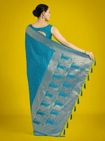Thumbnail for Monjolika Fashion Gorgeous Cyan blue Woven Banarasi Satin Designer Silk Saree