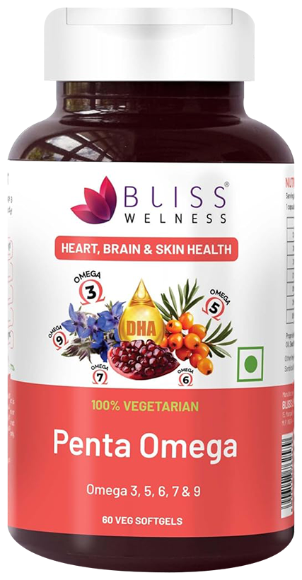 bliss welness heart brain skin health penta omega veg softgel