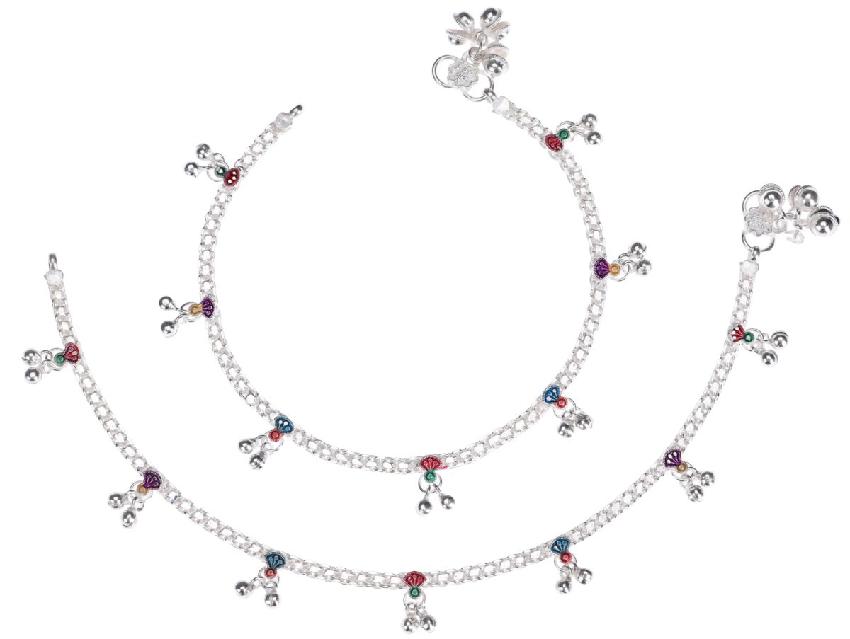 AanyaCentric Silver Plated Traditional Anklets Payal - Classic and Stylish for Women and Girls - Distacart